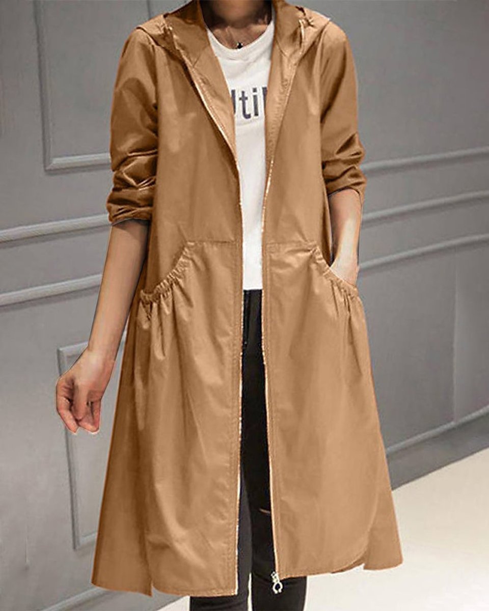 Maryline | Trench long zippé à capuche