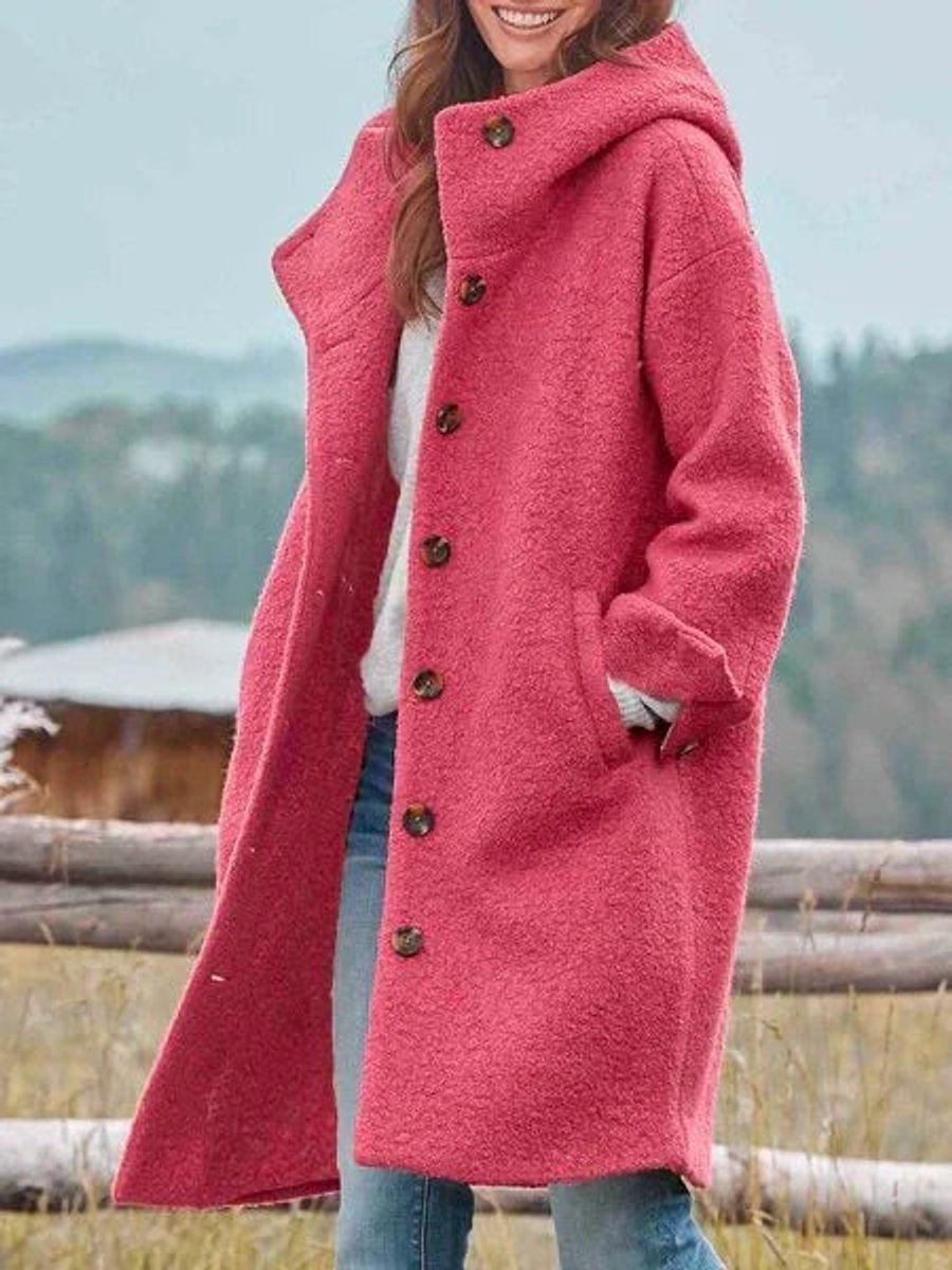 Isaline | Manteau teddy long à capuche
