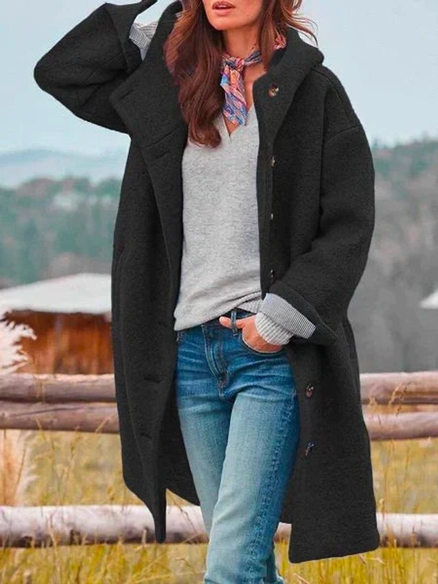 Isaline | Manteau teddy long à capuche