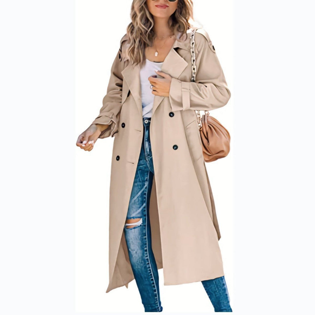 Nina | Trench long croisé ceinturé
