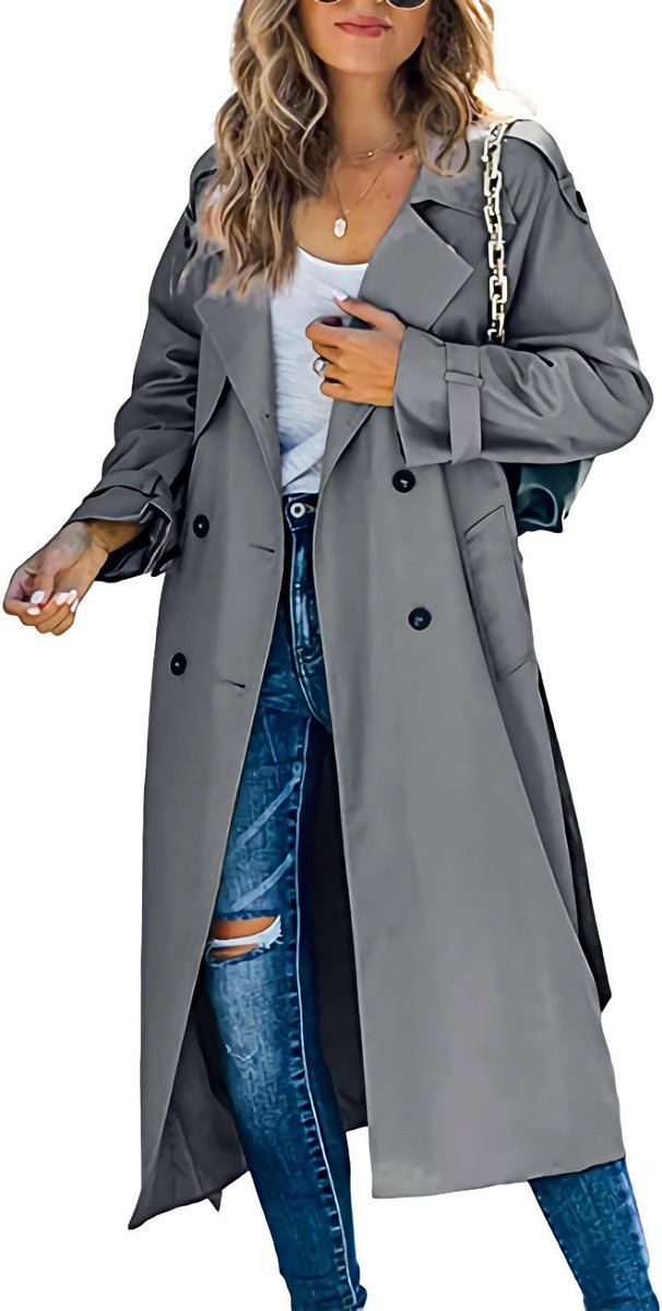 Nina | Trench long croisé ceinturé