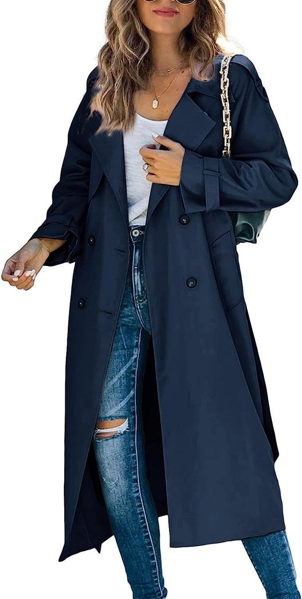 Nina | Trench long croisé ceinturé