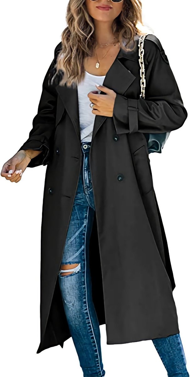 Nina | Trench long croisé ceinturé
