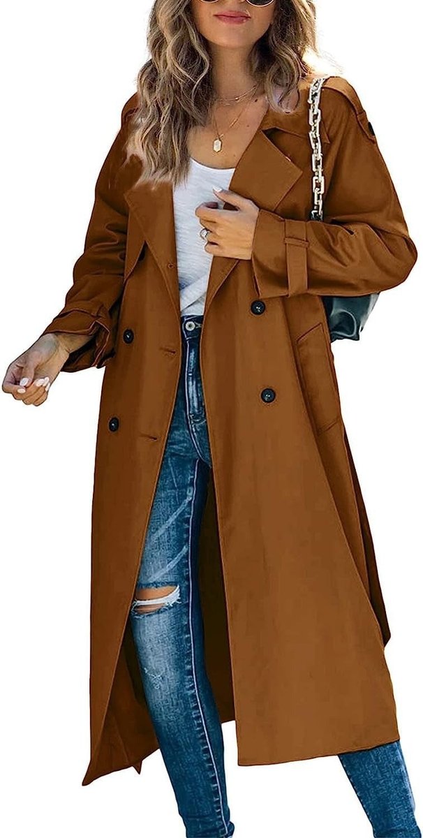 Nina | Trench long croisé ceinturé