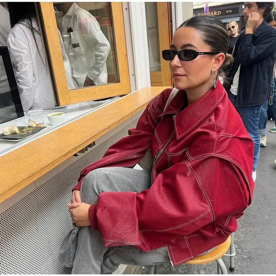Sarah | Veste bomber à coutures contrastées