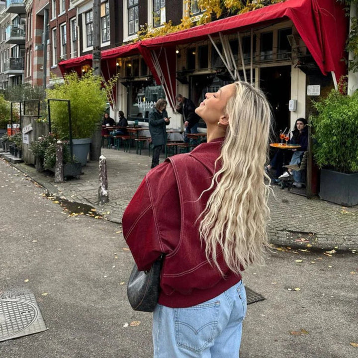 Sarah | Veste bomber à coutures contrastées