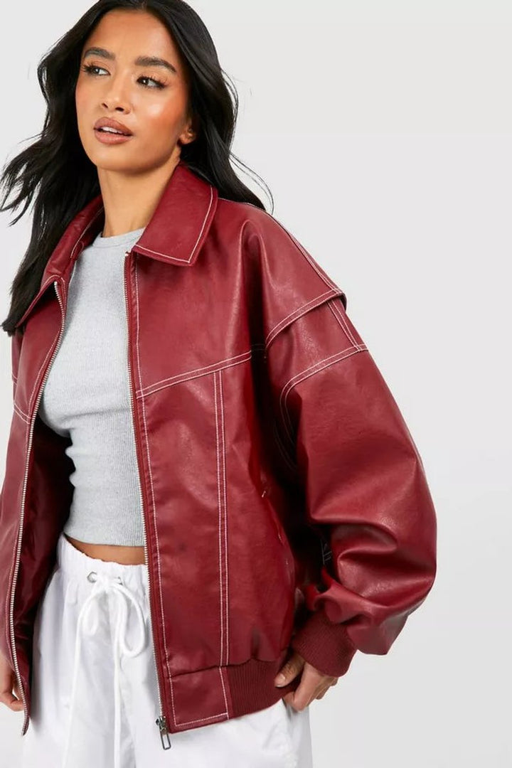 Sarah | Veste bomber à coutures contrastées