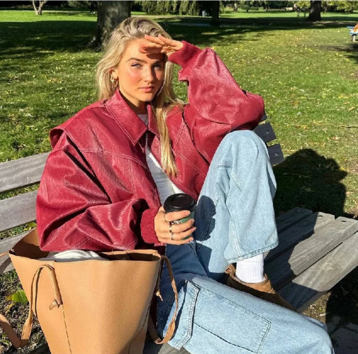 Sarah | Veste bomber à coutures contrastées