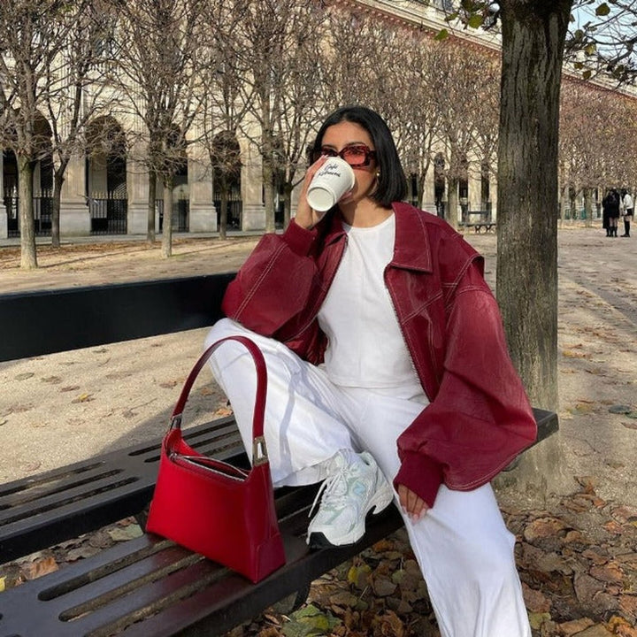 Sarah | Veste bomber à coutures contrastées