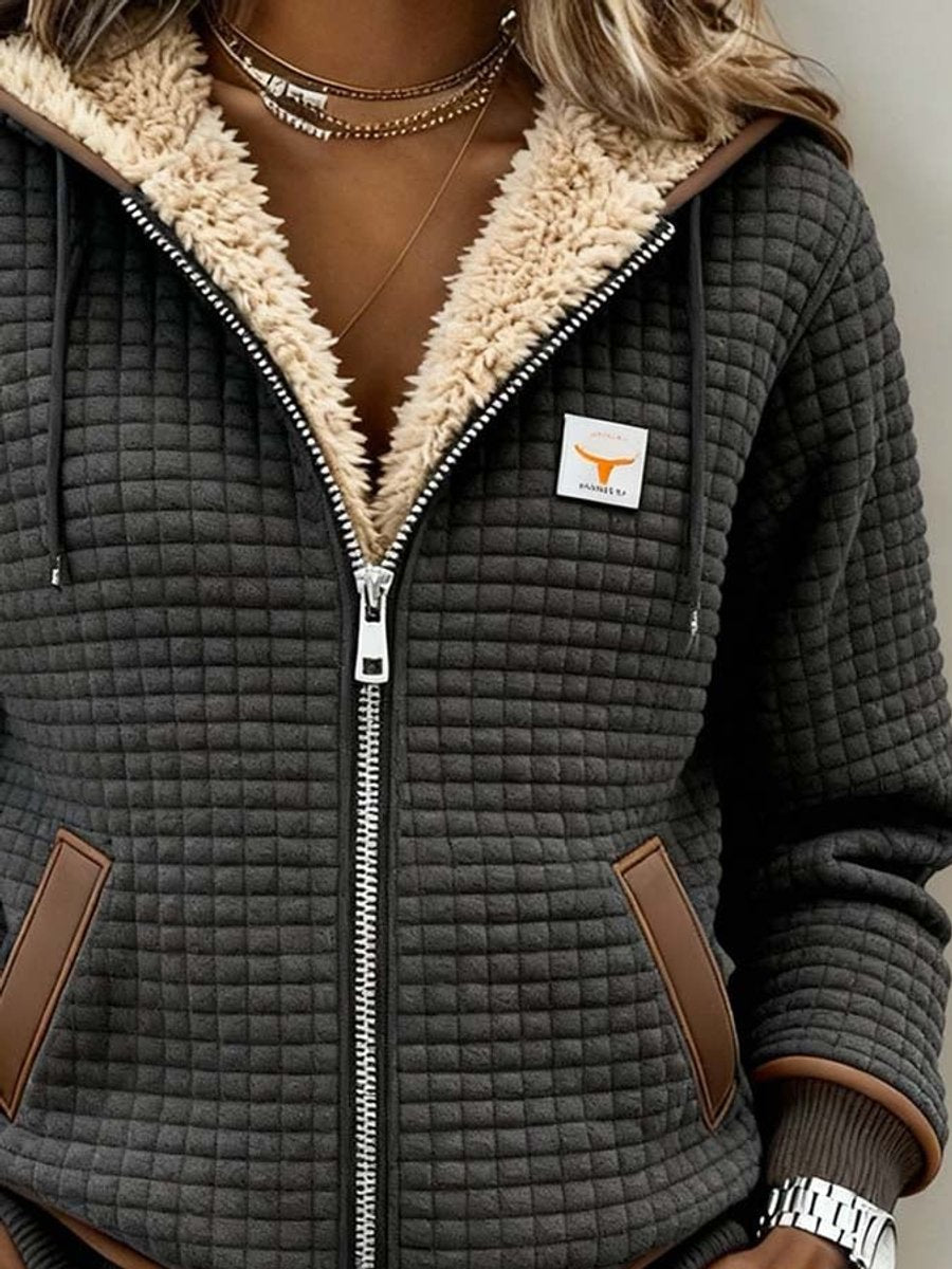 Angélique | Veste zippée à capuche doublée sherpa