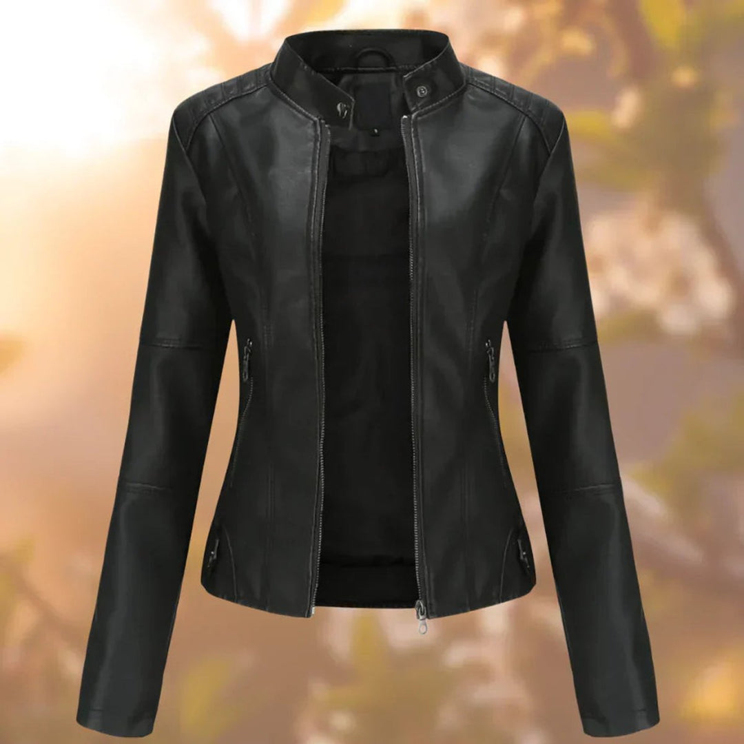 Lydie | Veste de moto pour femme à coupe ajustée et fermeture zippée
