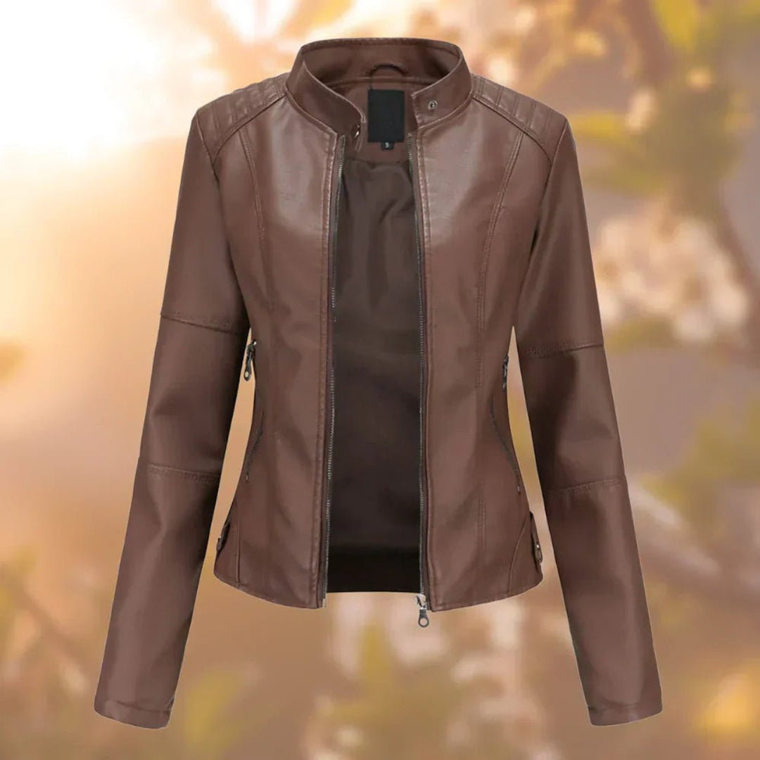 Lydie | Veste de moto pour femme à coupe ajustée et fermeture zippée