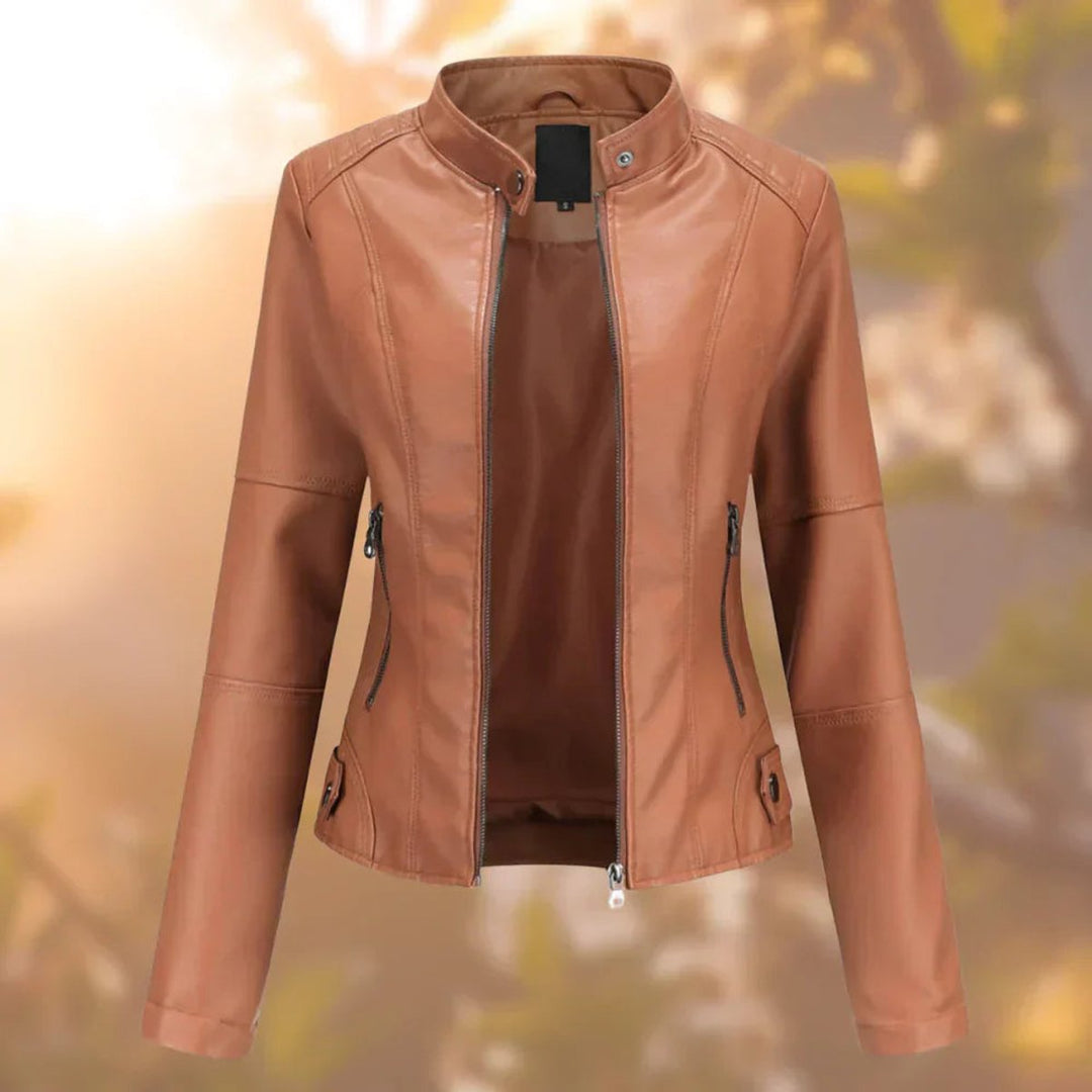 Lydie | Veste de moto pour femme à coupe ajustée et fermeture zippée