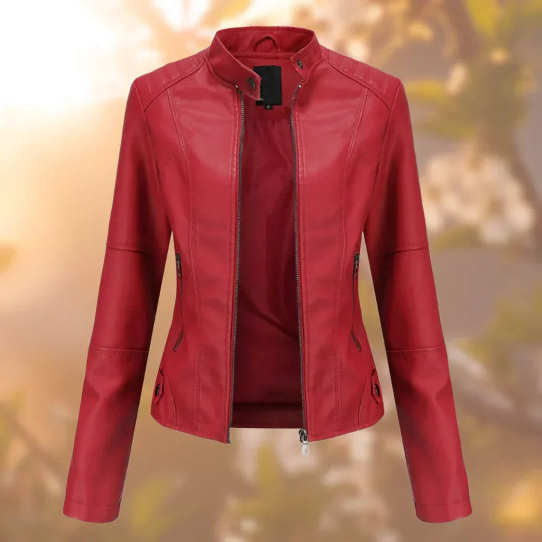 Lydie | Veste de moto pour femme à coupe ajustée et fermeture zippée