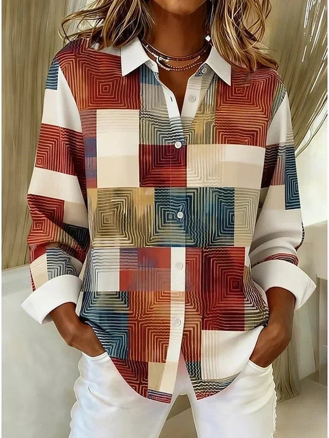 Maryse | Blouse vintage en patchwork boutonnée sur le devant